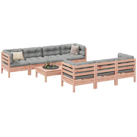 vidaXL Salon de jardin 8 pcs avec coussins sapin douglas solide