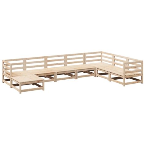 Vidaxl – Salon de jardin 8 pcs en bois de pin massif – 3 canapés d'angle et 4 sièges centraux – Dimensions confortables pour extérieur