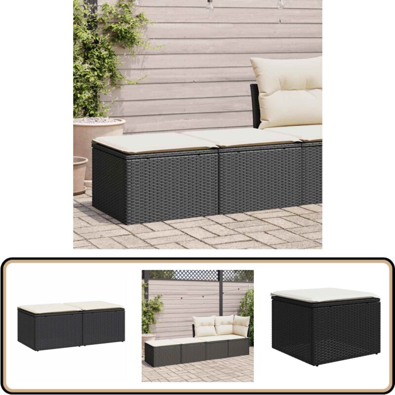 vidaXL Salon de jardin avec coussins 2 pcs noir résine tressée acacia