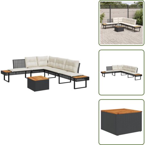 vidaXL Salon de jardin avec coussins 2 pcs noir résine tressée acacia