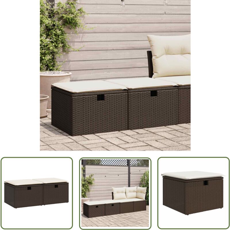 VidaXL Salon de jardin avec coussins 2pcs marron résine tressée acacia