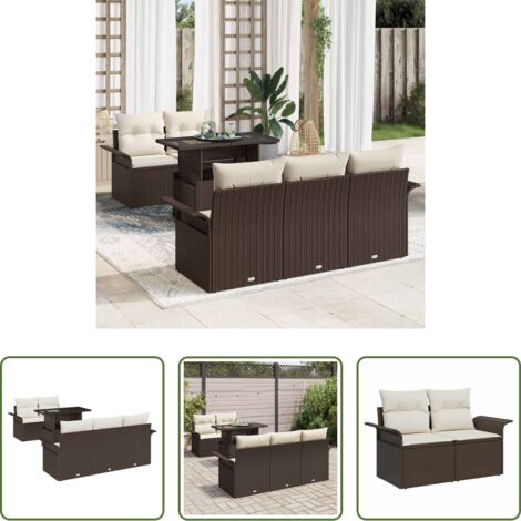 vidaXL Salon extérieur -  Ensemble de canapé de jardin 6 pcs Marron Poly Rattan