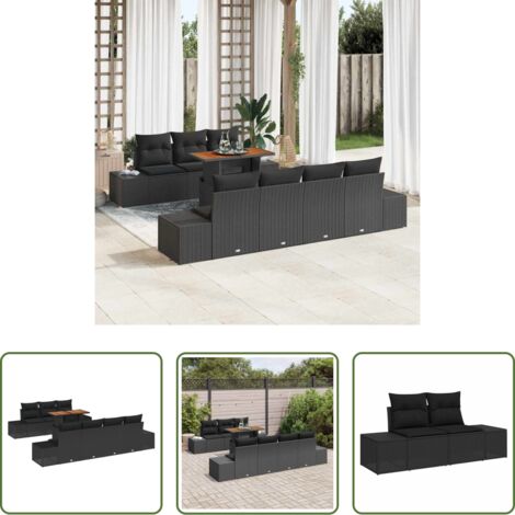 vidaXL Salon extérieur -  Ensemble de salle à manger pour jardin 8 pcs Noir et Marron