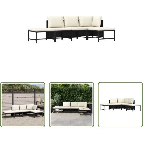 vidaXL Salon extérieur -  Salon de jardin 5 pcs avec coussins Noir Résine tressée