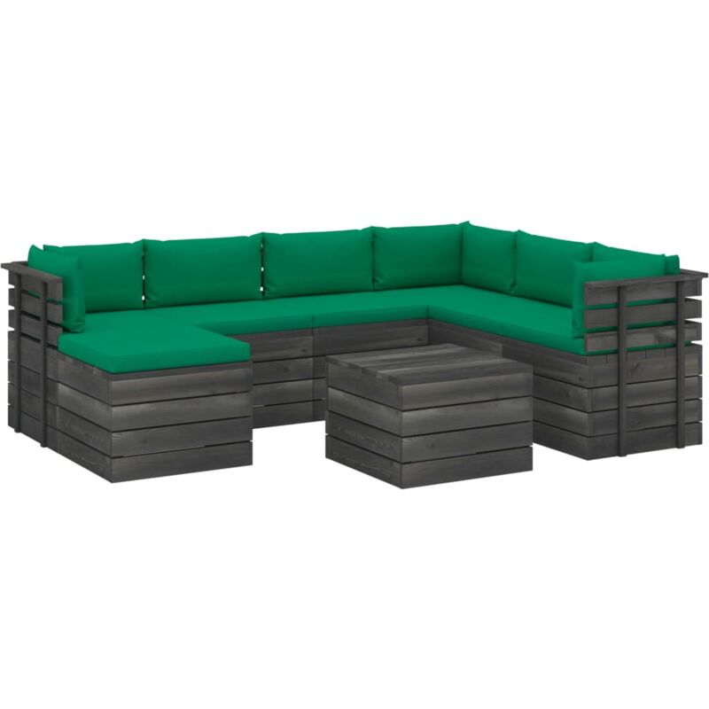 Salon Palette de Jardin avec Coussins Bois de Pin Massif 8 pcs Modèle 27