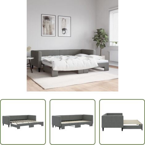 vidaXL Salotto -  Divano Letto con Letto Estraibile Grigio Scuro 80x200 Tessuto