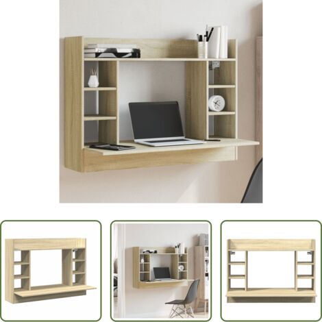 vidaXL Salvaspazio -  Scrivania a Parete Rovere Sonoma 105x48x75 cm Legno Multistrato