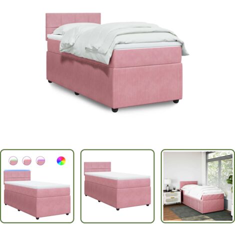 vidaXL Samt -  Boxspringbett mit Matratze Rosa 80x200 cm Samt