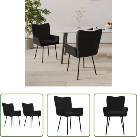 vidaXL Samtstuhl - Esszimmerstühle 2 Stk. Schwarz Samt