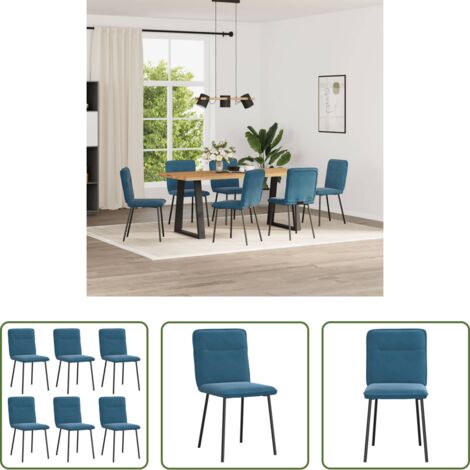 vidaXL Samtstuhl - Esszimmerstühle 6 Stk. Blau Samt