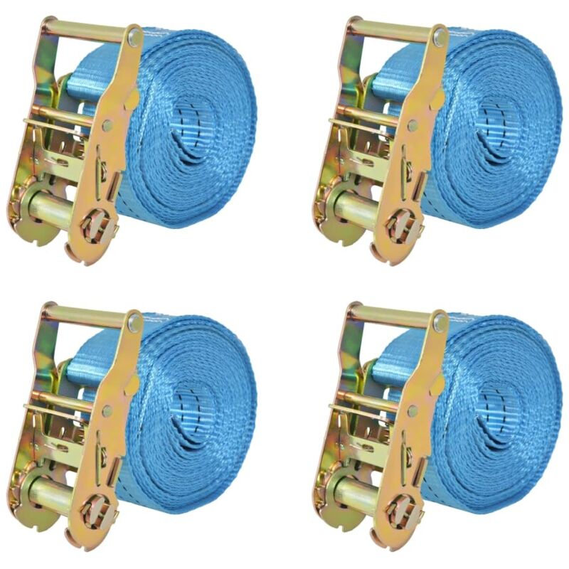 vidaXL Sangle d’arrimage 4 pcs 2 tonnes 6 m x 38 mm Bleu