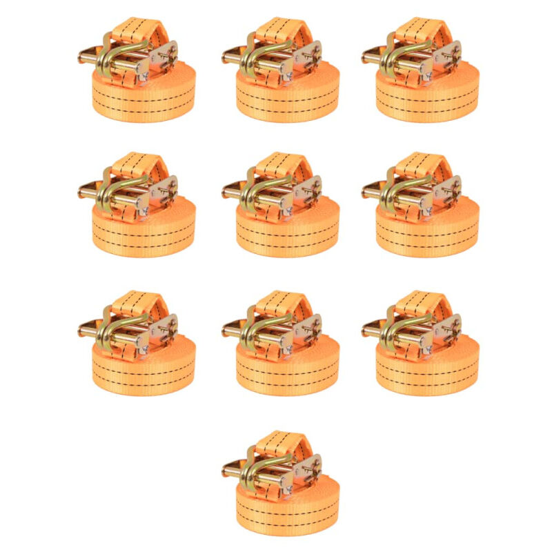 Vidaxl - Sangle d'arrimage à cliquet 10 pcs 1 tonne 6 m x 38 mm Orange