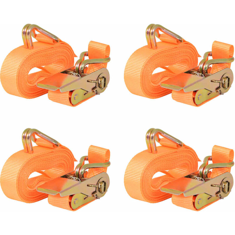 Vidaxl - Sangle d'arrimage à cliquet 4 pcs 0,4 tonne 6 m x 25 mm Orange