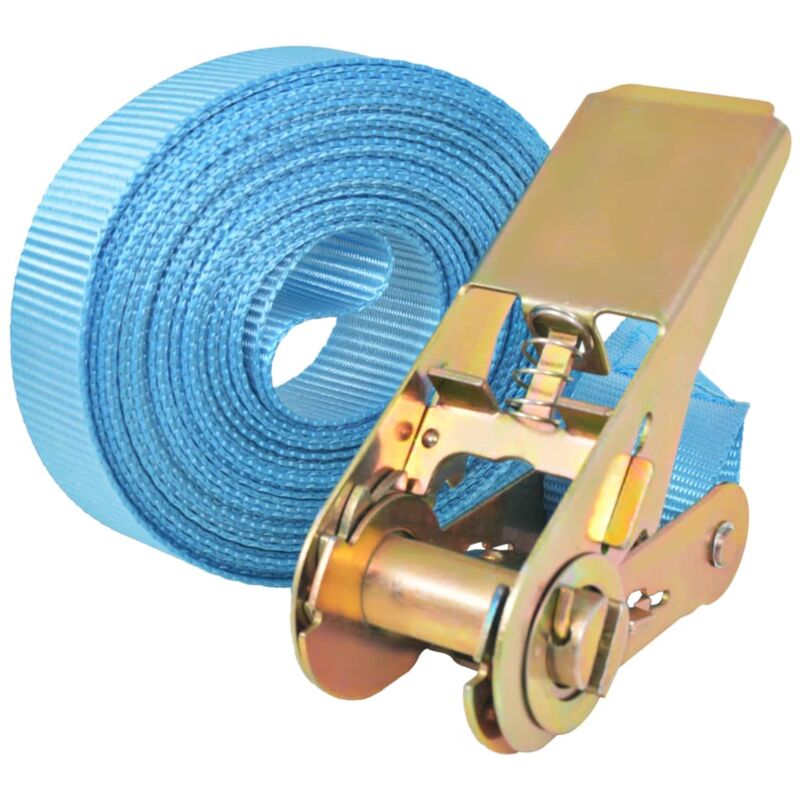 Lling - Lot de 10 sangles d'arrimage à cliquet 0,8 tonne 4 m x 25 mm bleu