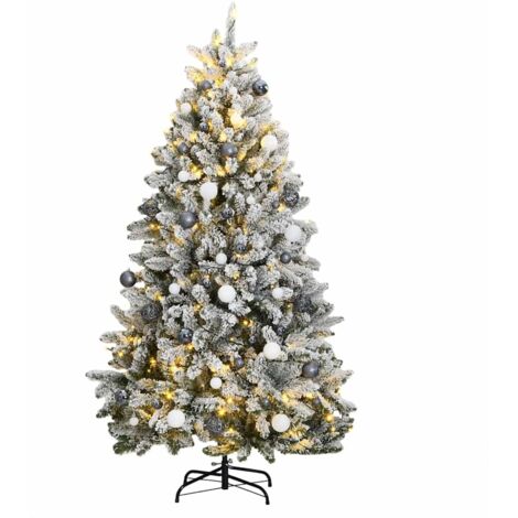 vidaXL Sapin de Noël artificiel articulé 300 LED et boules 240 cm
