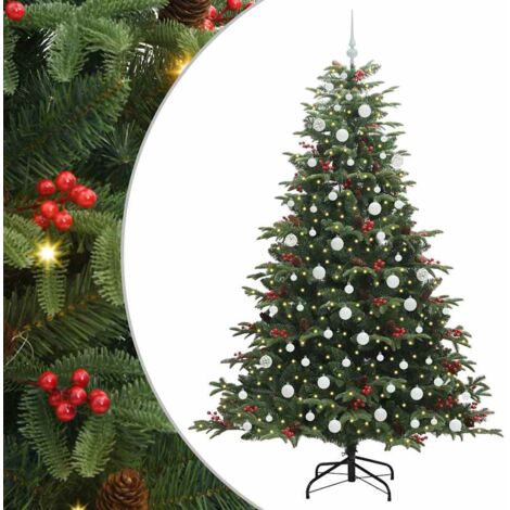 vidaXL Sapin de Noël artificiel Vert 210 cm PVC, métal et plastique