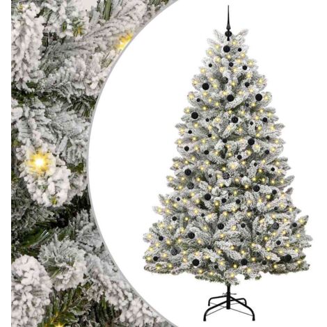 vidaXL Sapin de Noël artificiel Vert et blanc 240 cm PVC et métal