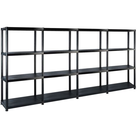 vidaXL Scaffale a 4 Ripiani Nero 244x30,5x130 cm in Plastica