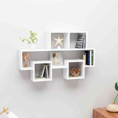 vidaXL Scaffale a Muro Auto Bianco 82x15x51 cm Legno Multistrato
