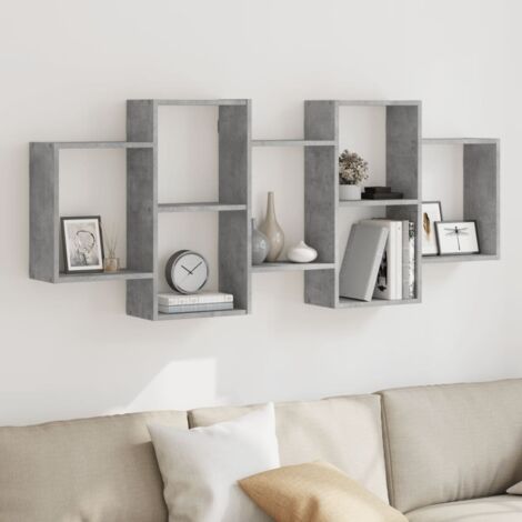 vidaXL Scaffale a Muro Grigio Cemento 159x18x65 cm in Truciolato