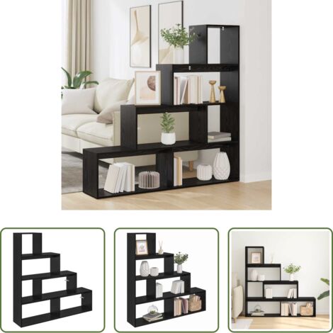 vidaXL Scaffale autoportante -  Libreria divisoria Rovere Nero 143,5 x 29 x 143,5 cm