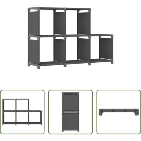 vidaXL Scaffale autoportante -  Mensola con 5 Vani a Cubo Grigia 103x30x72,5 cm in Tessuto