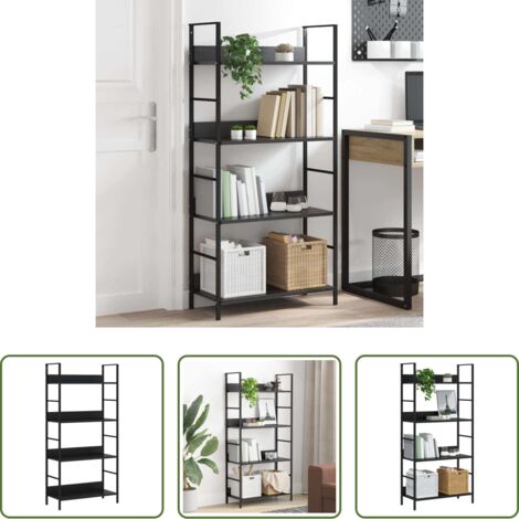 vidaXL Scaffale autoportante -  Scaffale Libri 4 Ripiani Nero 60x27,6x124,5cm Legno Multistrato