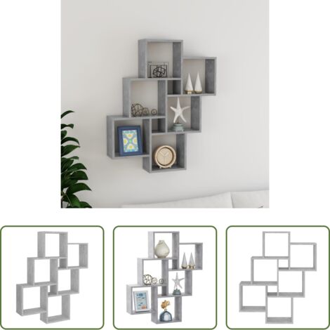 vidaXL Scaffale cubo -  Mensola Parete Cubo Grigio Cemento 78x15x93cm Legno Multistrato