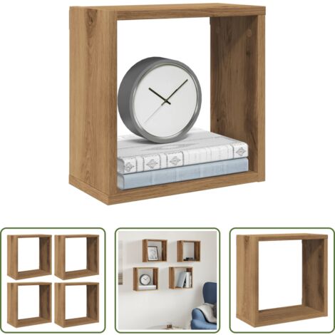 vidaXL Scaffale cubo -  Mensole Parete a Cubo 4 pz Artigianale 30x15x30 cm Truciolato