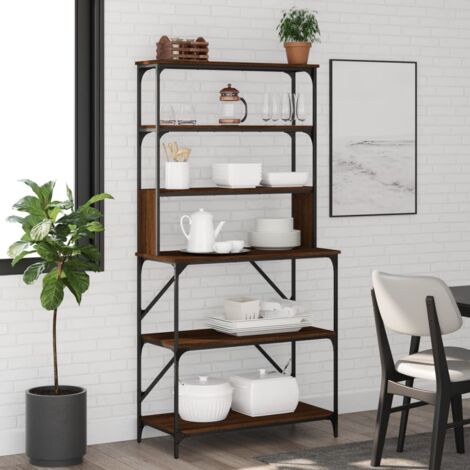 vidaXL Scaffale Cucina 6Ripiani Rovere Marrone 90x40x180cm