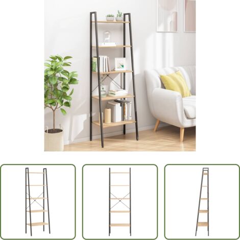 vidaXL Scaffale da interno -  Scaffale Autoportante 5 Ripiani Marrone Chiaro Nero 56x35x174cm
