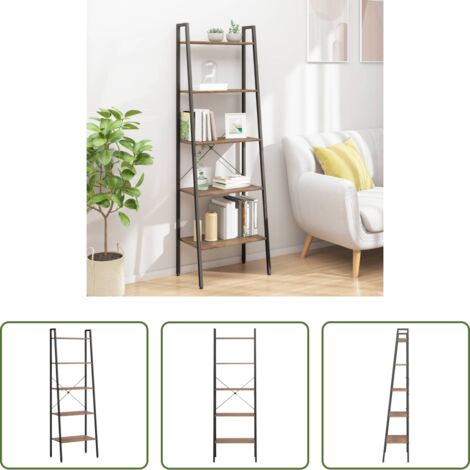 vidaXL Scaffale da interno -  Scaffale Autoportante 5 Ripiani Marrone Scuro Nero 56x35x174 cm