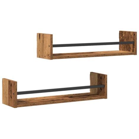 vidaXL Scaffale da parete 2 pcs Legno vecchio 60 x 16 x 14 cm