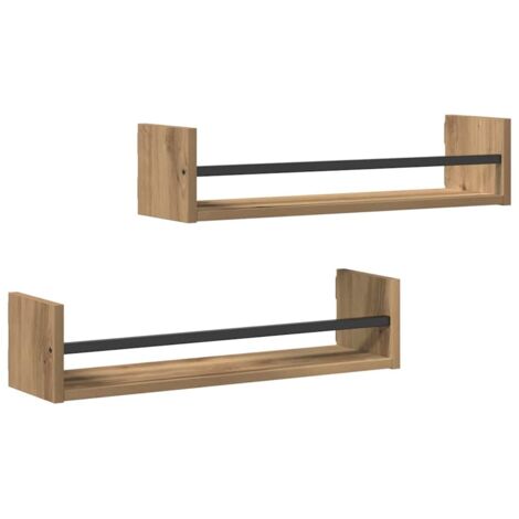 vidaXL Scaffale da parete 2 pcs rovere artigianale 60 x 16 x 14 cm
