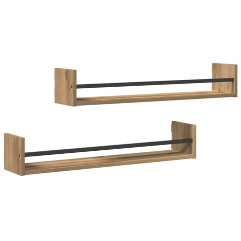 vidaXL Scaffale da parete 2 pcs rovere artigianale 80 x 16 x 14 cm