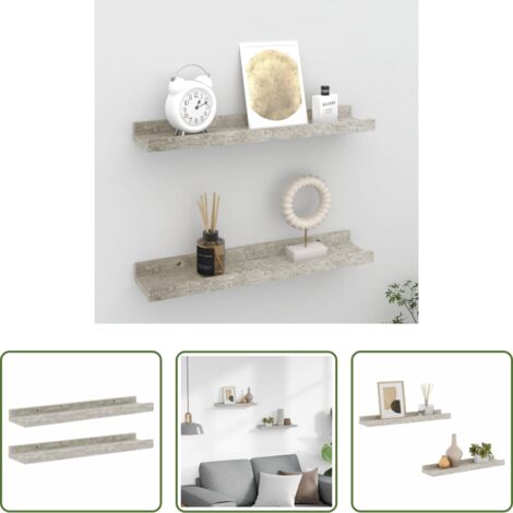 vidaXL Scaffale da parete -  Mensole da Parete 2 pz Grigio Cemento 40x9x3 cm