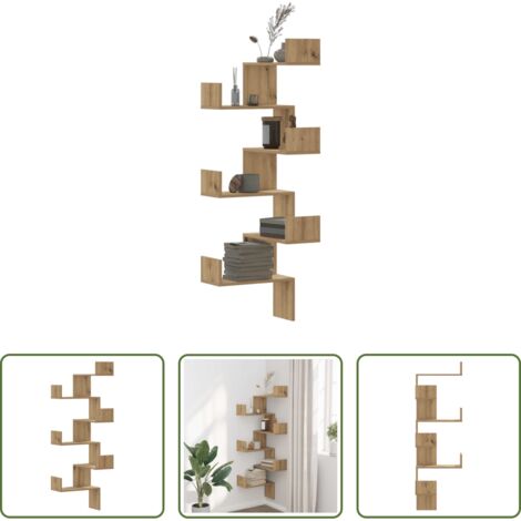 vidaXL Scaffale da parete -  Scaffale Angolare Muro Rovere Artigianale 45x45x147 cm Legno
