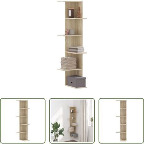vidaXL Scaffale da parete -  Scaffale Angolare Muro Rovere Sonoma 36,5x36,5x140 cm Legno