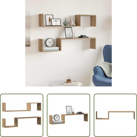 vidaXL Scaffale espositivo -  Mensole da Parete 2 pz Artigianale 100x15x20 cm in Truciolato