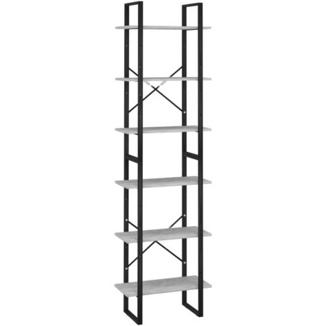 vidaXL Scaffale Grigio Cemento 60x30x210 cm in Legno Multistrato