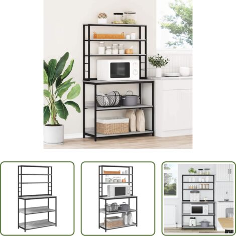 vidaXL Scaffale in acciaio -  Mensola da cucina Grigio Sonoma 100 x 40 x 168 cm