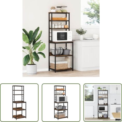 vidaXL Scaffale in acciaio -  Mensola da cucina Rovere fumé 60 x 40 x 168 cm