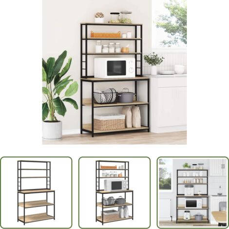vidaXL Scaffale in acciaio - Mensola da cucina Rovere Sonoma 100 x 40 x 168 cm