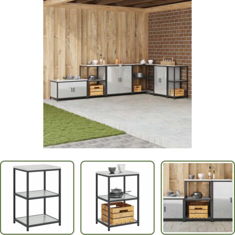 vidaXL Scaffale in acciaio -  Stoccaggio in cucina Argento 60 x 50 x 92 cm Acciaio
