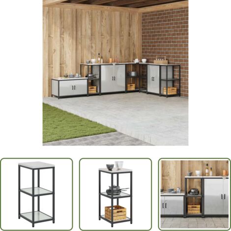 vidaXL Scaffale in acciaio -  Stoccaggio in cucina Argento 60 x 50 x 92 cm Acciaio