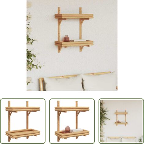 vidaXL Scaffale in bambù -  Scaffale da parete Marrone 39 x 26 x 60 cm Bambù