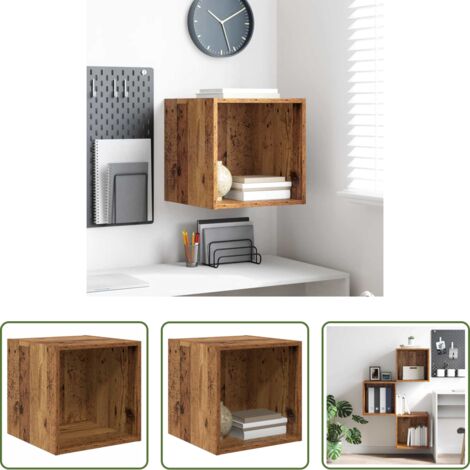 vidaXL Scaffale in legno -  Armadietto a muro con lo scaffale Legno vecchio 37 x 37 x 37 cm