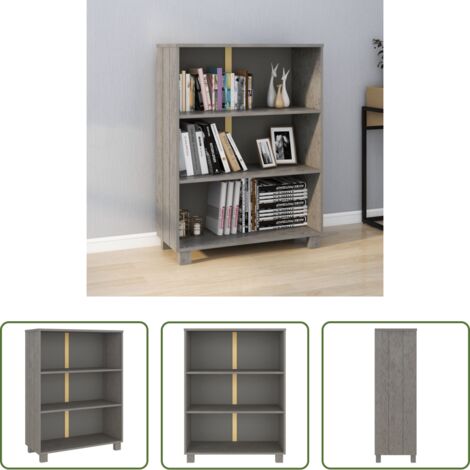 vidaXL Scaffale in legno -  Libreria HAMAR Grigio Chiaro 85x35x112cm Legno Massello di Pino