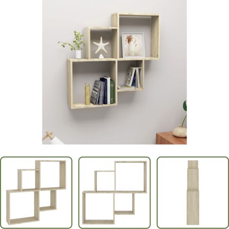 vidaXL Scaffale in legno -  Mensola Muro Cubo Rovere Sonoma 80x15x78,5cm Legno Multistrato