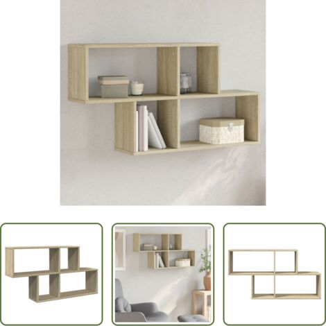 vidaXL Scaffale in legno multistrato -  Scaffale a Parete Rovere Sonoma 100x20x53cm Legno Multistrato
